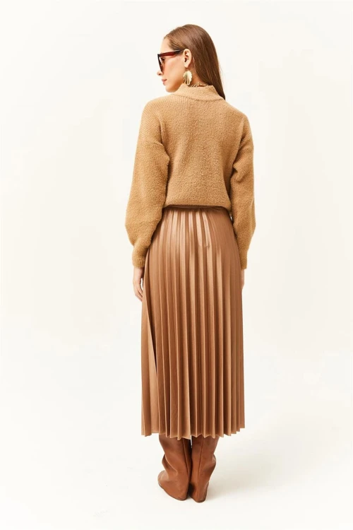 Vizon Pileli Saten Yüzey Uzun Etek BCBSK-25700-K7605