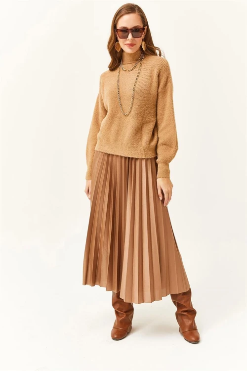 Vizon Pileli Saten Yüzey Uzun Etek BCBSK-25700-K7605