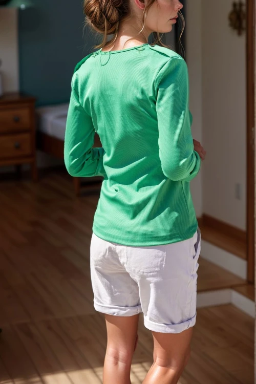 Yeşil Apoletli Yarım Patlı Kaşkorse Bluz BCBSK-25700-3283