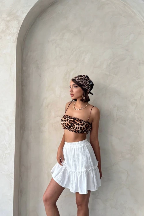 Beyaz Eteği Volanlı Fırfırlı Etek BCHN-2525808