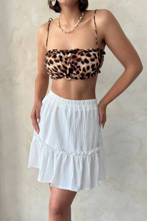 Beyaz Eteği Volanlı Fırfırlı Etek BCHN-2525808