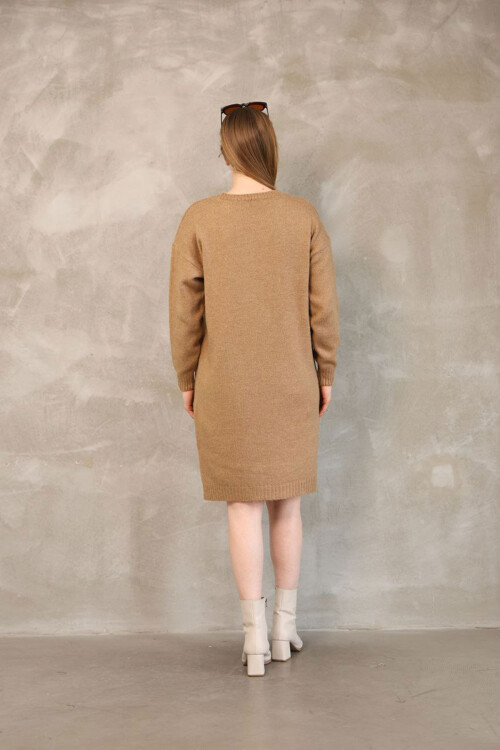 Bisküvi Çift Cepli Bisiklet Yaka Tunik Elbise BCES-252022-1