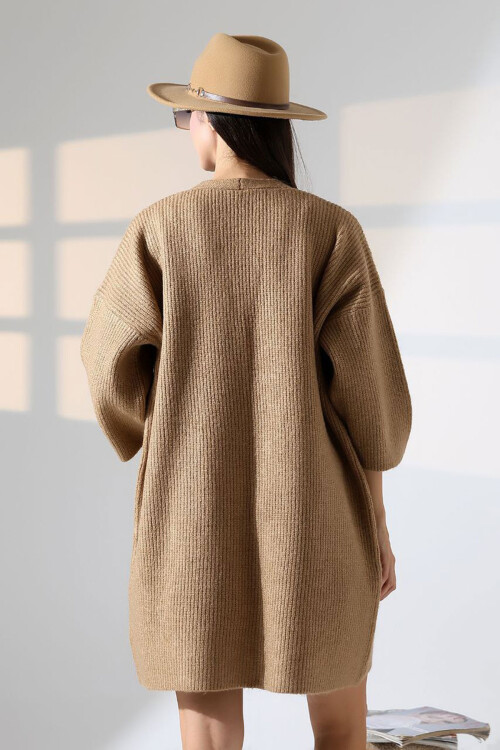 Bisküvi Çift Cepli Yarım Kol Uzun Boy Triko Hırka BCES-252019