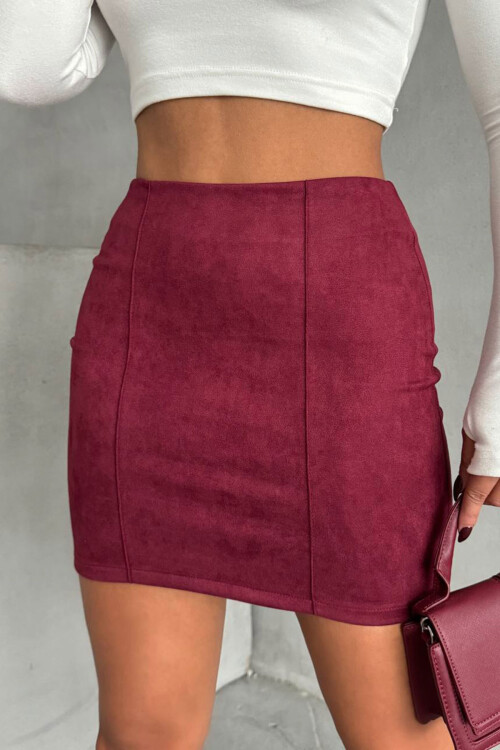 Bordo Çimalı Süet Etek BCHN-25261011