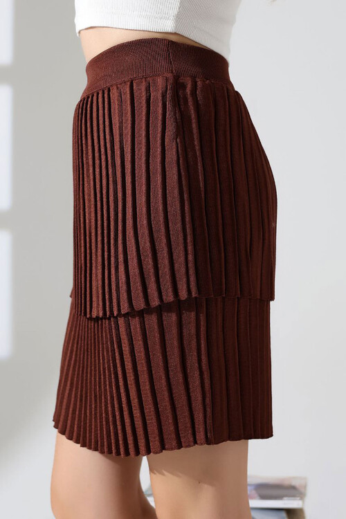 Kahverengi Kat Kat Pileli Triko Etek BCES-252002