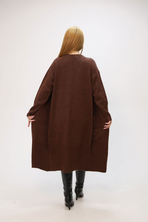 Kahverengi Salaş Yumuşak Dokulu Triko Hırka BCES-252009