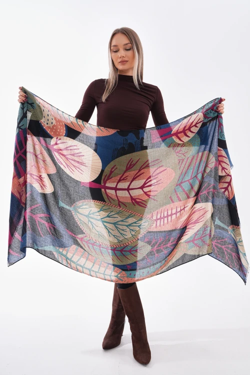 Lacivert Hawai Desenli Şal BCNSV-2515111