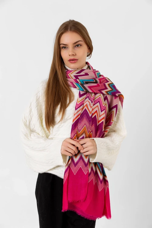 Pembe Zizgaz Desenli Şal BCNSV-2515080