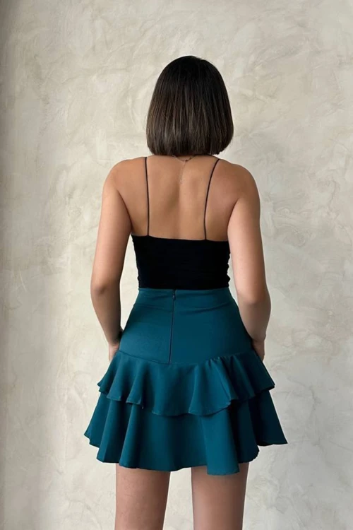 Petrol Fırfırlı Şort Etek BCHN-2525683