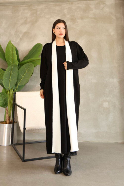 Siyah Bisiklet Yaka Triko Elbise BCES-252024