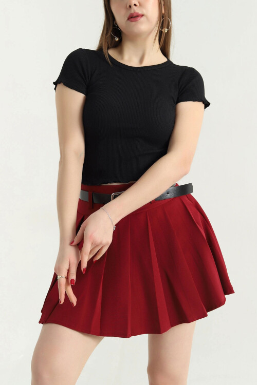 Siyah-Ekru-Pembe 3 Lü Paket Bebe Overloklu Crop Bluz BCOR-252003