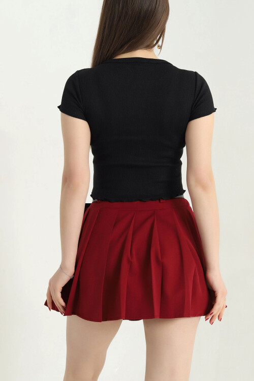 Siyah-Ekru-Pembe 3 Lü Paket Bebe Overloklu Crop Bluz BCOR-252003