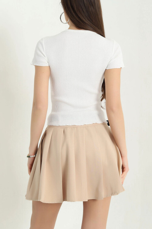 Siyah-Ekru-Pembe 3 Lü Paket Bebe Overloklu Crop Bluz BCOR-252003