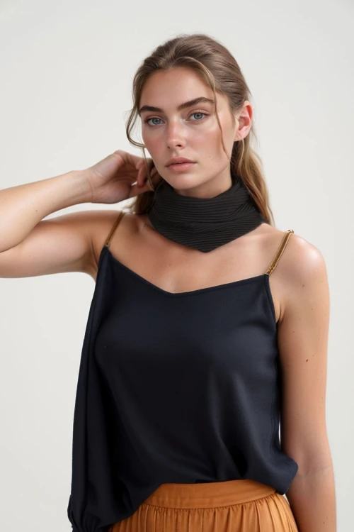 Siyah Pliseli Bandana Fular BCNSV-2513731-1