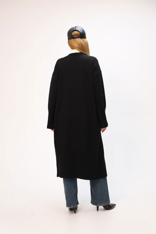 Siyah Salaş Yumuşak Dokulu Triko Hırka BCES-252009