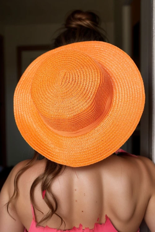 Turuncu Geniş Hasır Şapka BCNSV-2514390