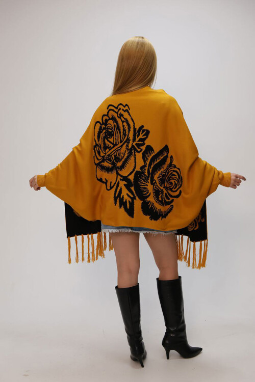 Turuncu Motifli Triko Şal BCES-252003