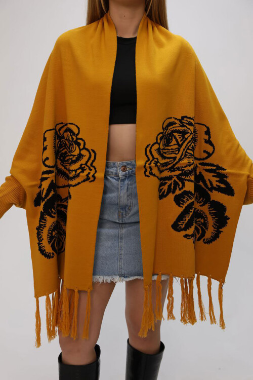 Turuncu Motifli Triko Şal BCES-252003