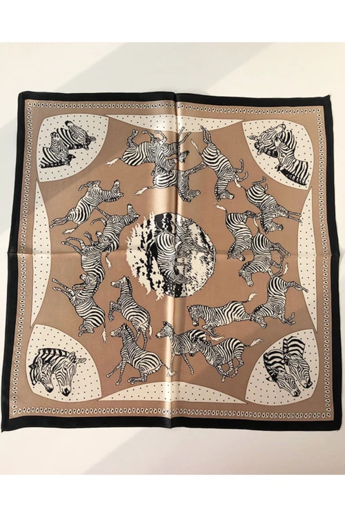 Vizon Zebra Desenli Bandana Fular 53X53 Cm BCNSV-2515240