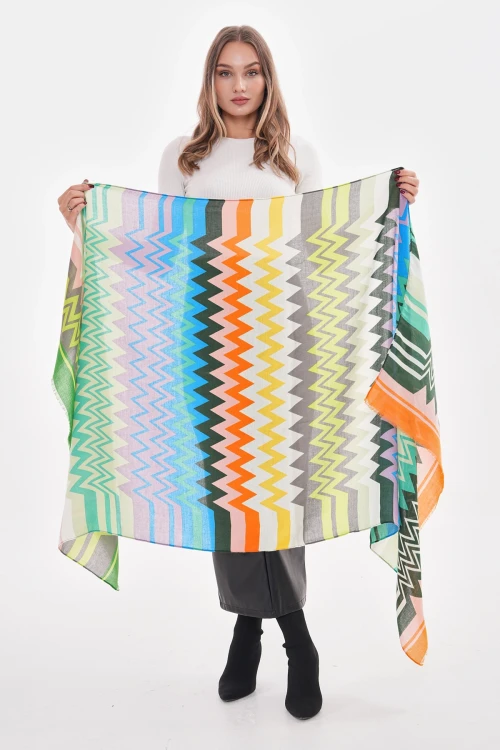 Yeşil Çizgi Desenli Şal BCNSV-2515216