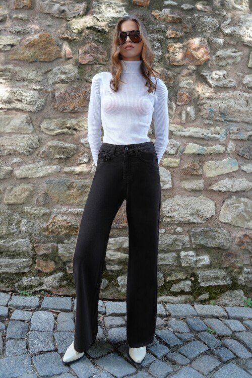 Acı Kahve 5 Cepli Yüksek Bel Palazzo Jean BCHNW-251203