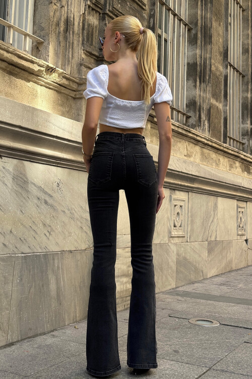 Antrasit 5 Cepli Full Likra İspanyol Paça Jean BCHNW-251192