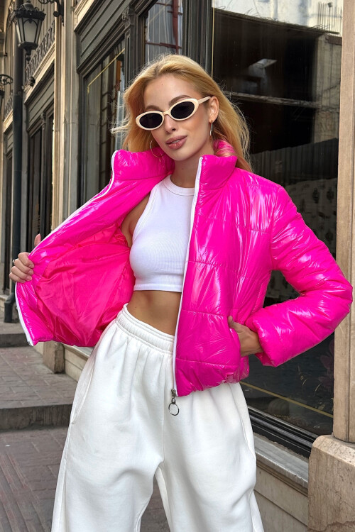 Fuşya Çift Cepli Şişme Mont BCVL-25N113