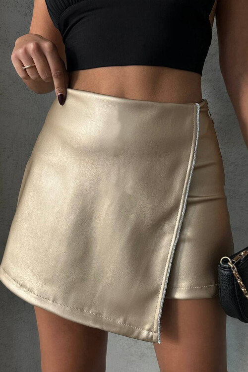 Gold Yırtmaçlı Şort Etek BCHN-25260018