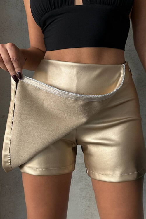 Gold Yırtmaçlı Şort Etek BCHN-25260018