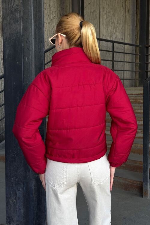 Kırmızı Çift Cepli Kapitone Şişme Mont BCVL-25N1002