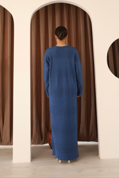 Mavi Uzun Kol Maxi Boy Triko Elbise BCES-253004