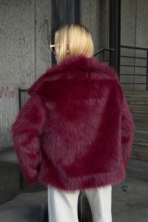 Mürdüm Suni Kürk Premium Peluş Ceket BCVL-25V218