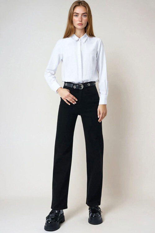 Siyah 5 Cepli Bol Paça Palazzo Jean BCHNW-251199