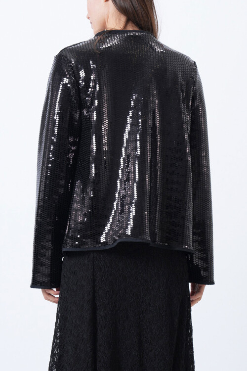 Siyah Payetli Açık Form Ceket BCHESQ-251161