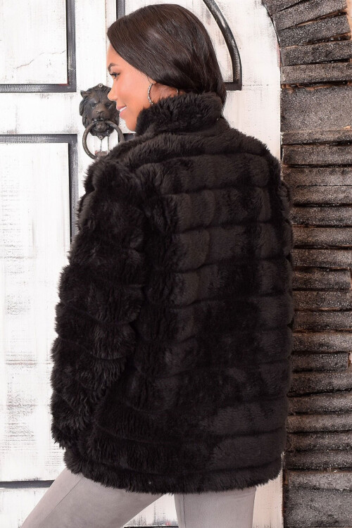 Siyah Peluş Suni Kürk Ceket BCBT-252000