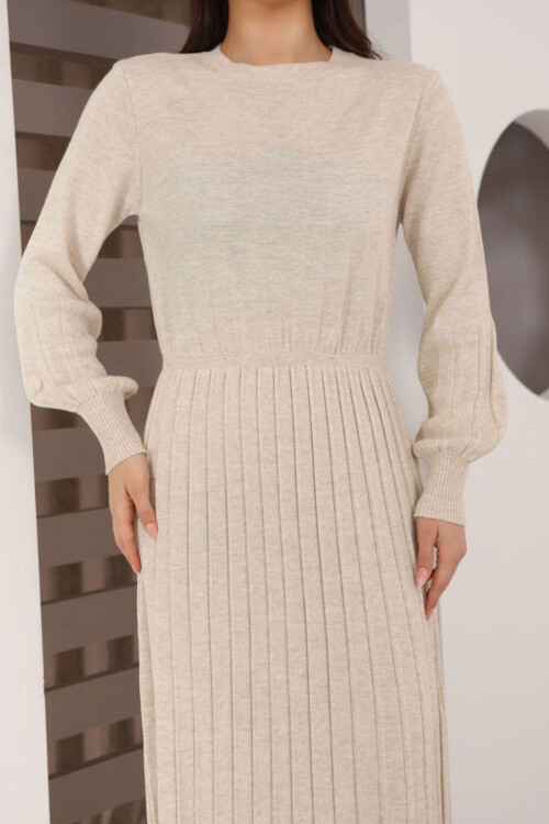 Taş Bisiklet Yaka Çizgili Triko Elbise BCES-253011