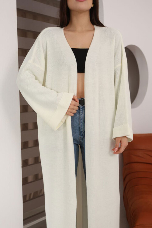 Taş Duble Kol Oversize Uzun Salaş Triko Hırka BCES-253010