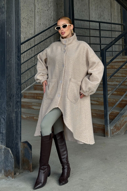 Taş Geniş Çift Cepli Kalın Buklet Kumaş Kışlık Ceket  BCVL-25V600