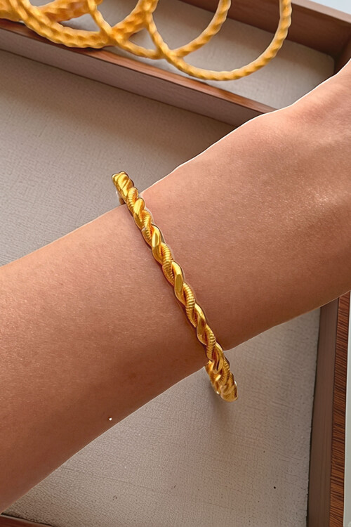 22 Ayar Altın Kaplama Kadın 2 Telli Burma Bilezik Modeli BCYJ-251000