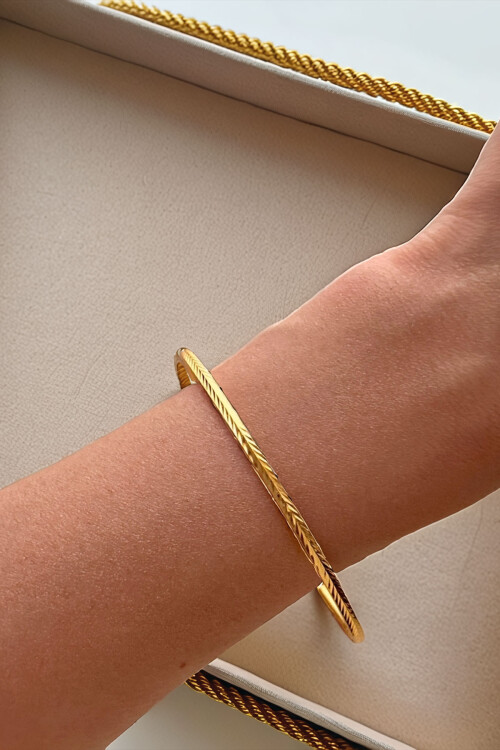 22 Ayar Gold Altın Kaplama Başak Ajda Bilezik BCYJ-251004