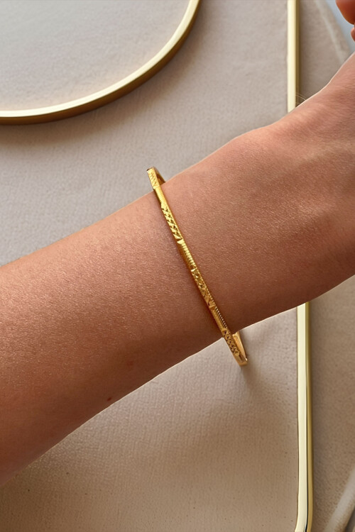 22 Ayar Gold Altın Kaplama Kristal Desenli Ajda Bilezik 1 Adet BCYJ-251006