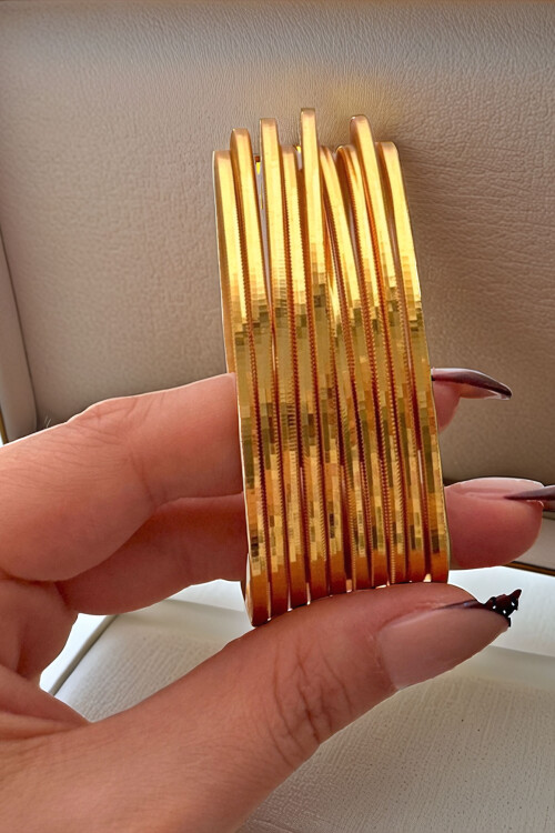 22 Ayar Gold Altın Kaplama Ray Parlak Ajda Bilezik Kuyumcu Model BCYJ-251002