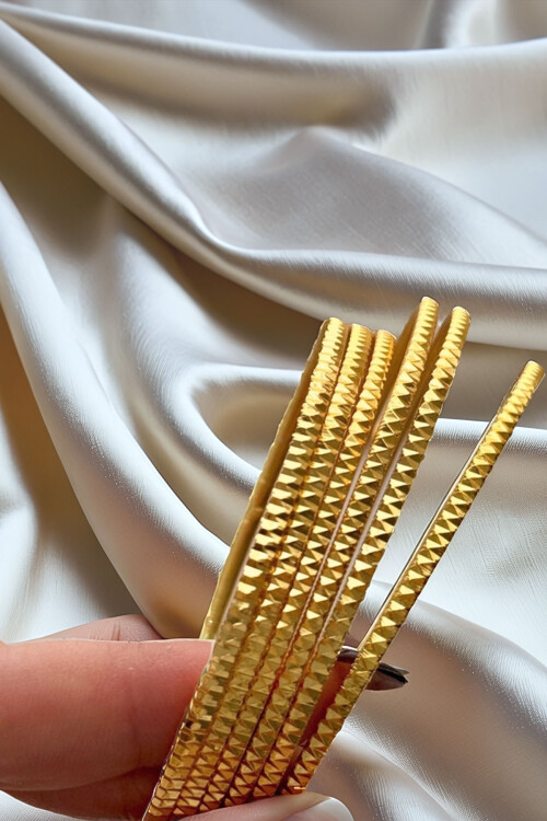 22 Ayar Gold Altın Kaplama Tırtıklı Ajda Bilezik Kuyumcu Model BCYJ-251003