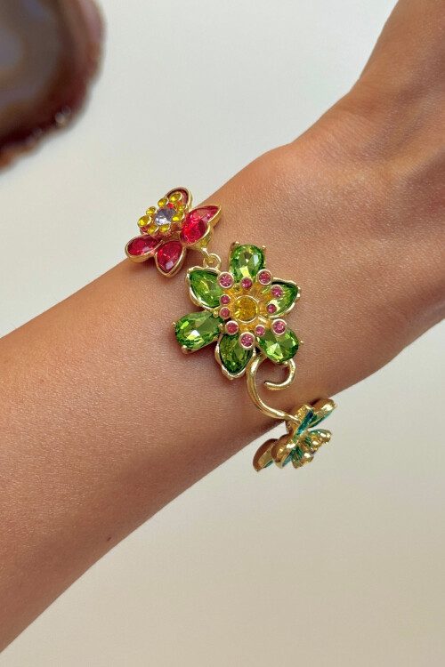 316L Çelik Idyllia Renkli Taşlı Kadın Bileklik BCYJ-251051