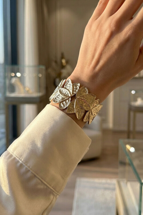 316L Çelik Kalın Kelepçe Bileklik Kadın Bilezik Ayarlanabilir Kelepçe BCYJ-251028