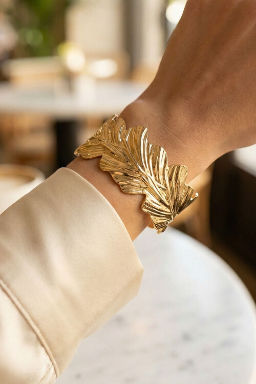 316L Çelik Kalın Kelepçe Bileklik Kadın Bilezik Ayarlanabilir Kelepçe BCYJ-251028