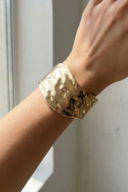 316L Çelik Kalın Kelepçe Bileklik Kadın Bilezik Ayarlanabilir Kelepçe BCYJ-251028