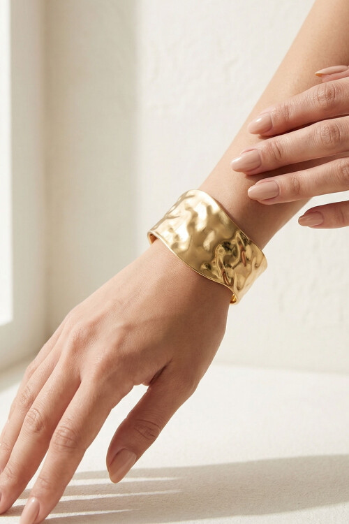 316L Çelik Kalın Kelepçe Bileklik Kadın Bilezik Ayarlanabilir Kelepçe BCYJ-251028