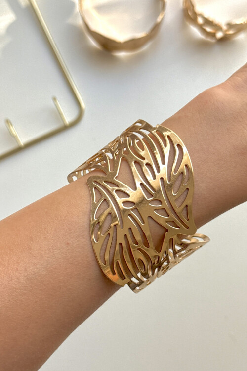 316L Çelik Kalın Kelepçe Bileklik Kadın Bilezik Ayarlanabilir Kelepçe BCYJ-251028