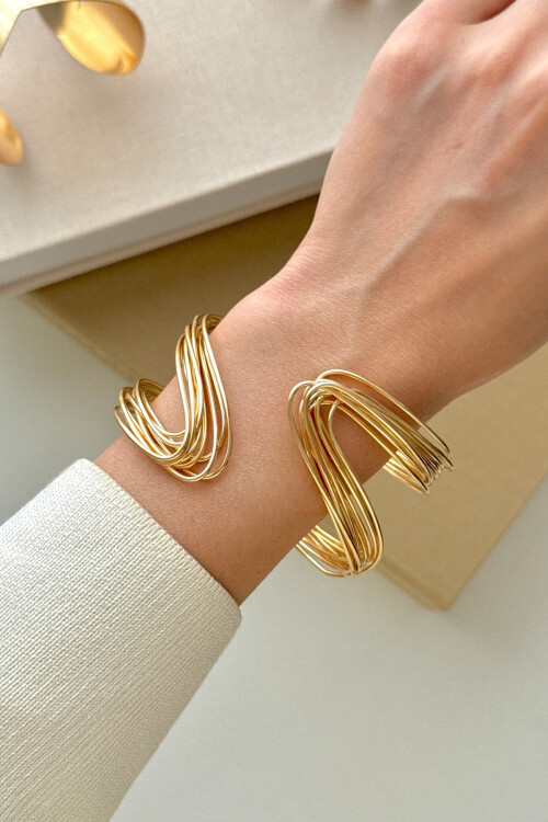 316L Çelik Kalın Kelepçe Bileklik Kadın Bilezik Ayarlanabilir Kelepçe BCYJ-251028